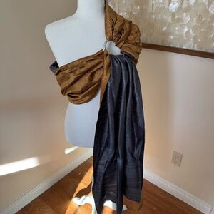 Hip Baby Dupioni Silk Gold and Slate Ring Sling